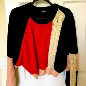 Charlotte Russe Cropped Color Block Sweater